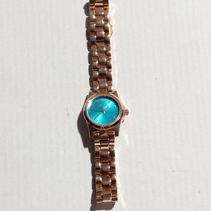 Women's FOLIO Rose Gold Teal Dial Watch One Size
